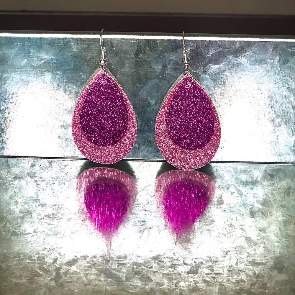 2” Faux Leather Tear Drop Earrings